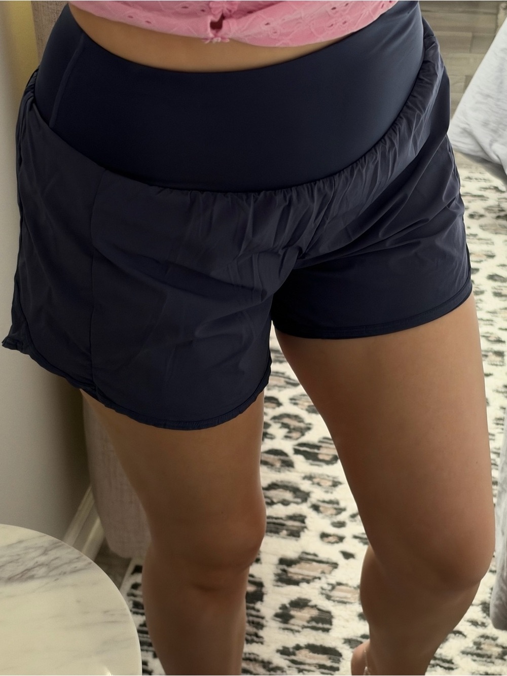 Women's Navy Athletic 2-in-1 High-Rise Running Shorts